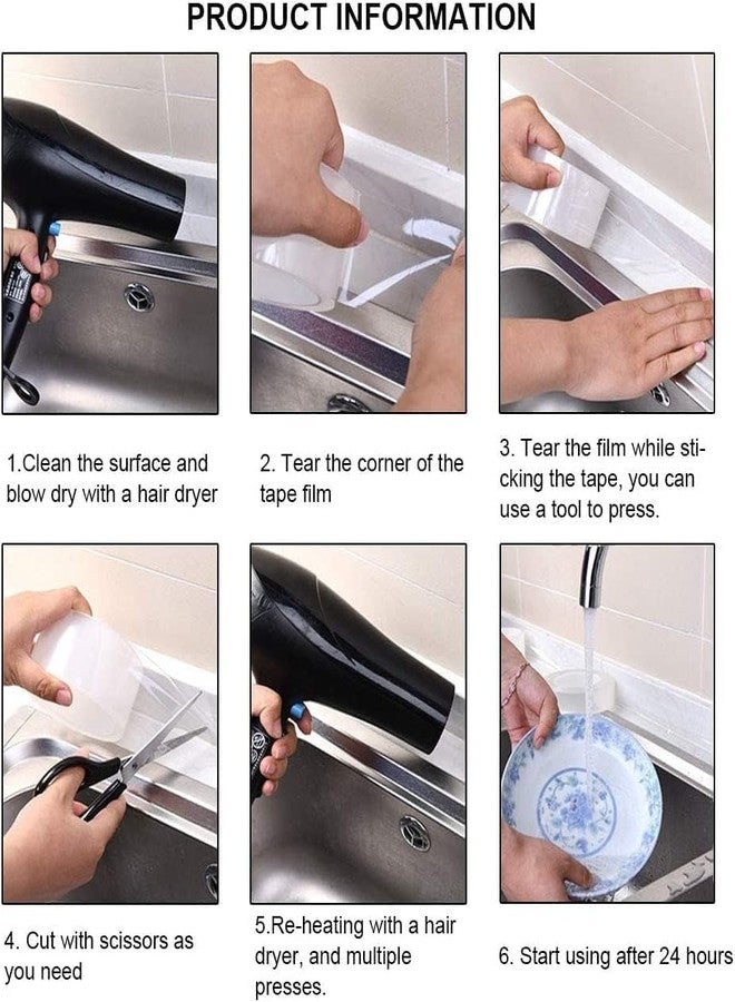 Atharved Transparent Acrylic Waterproof Self-Adhesive Tape for Kitchen Sink Corner Line, Bathroom, Toilet, Wall Corner & Gap Protection Washable Adhesive Caulk Tape,(3" Width x 3 Meter Length) - Image 3